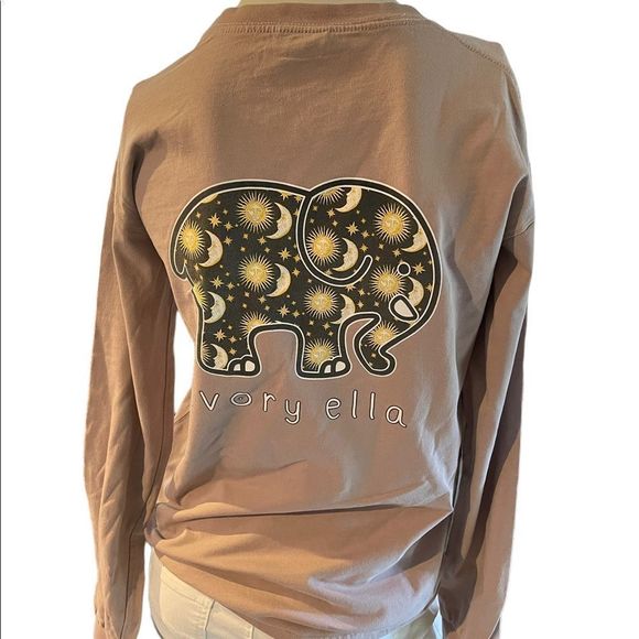 Ivory Ella Celestial Moon Stars Elephant Long Sleeve T-Shirt Size Small - Picture 3 of 5